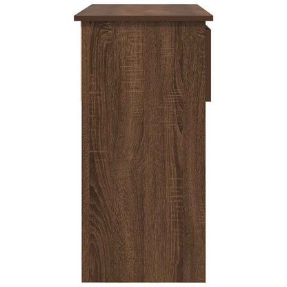 Brown Oak Console Table with Drawers - 85.5x38.5x74.5 cm