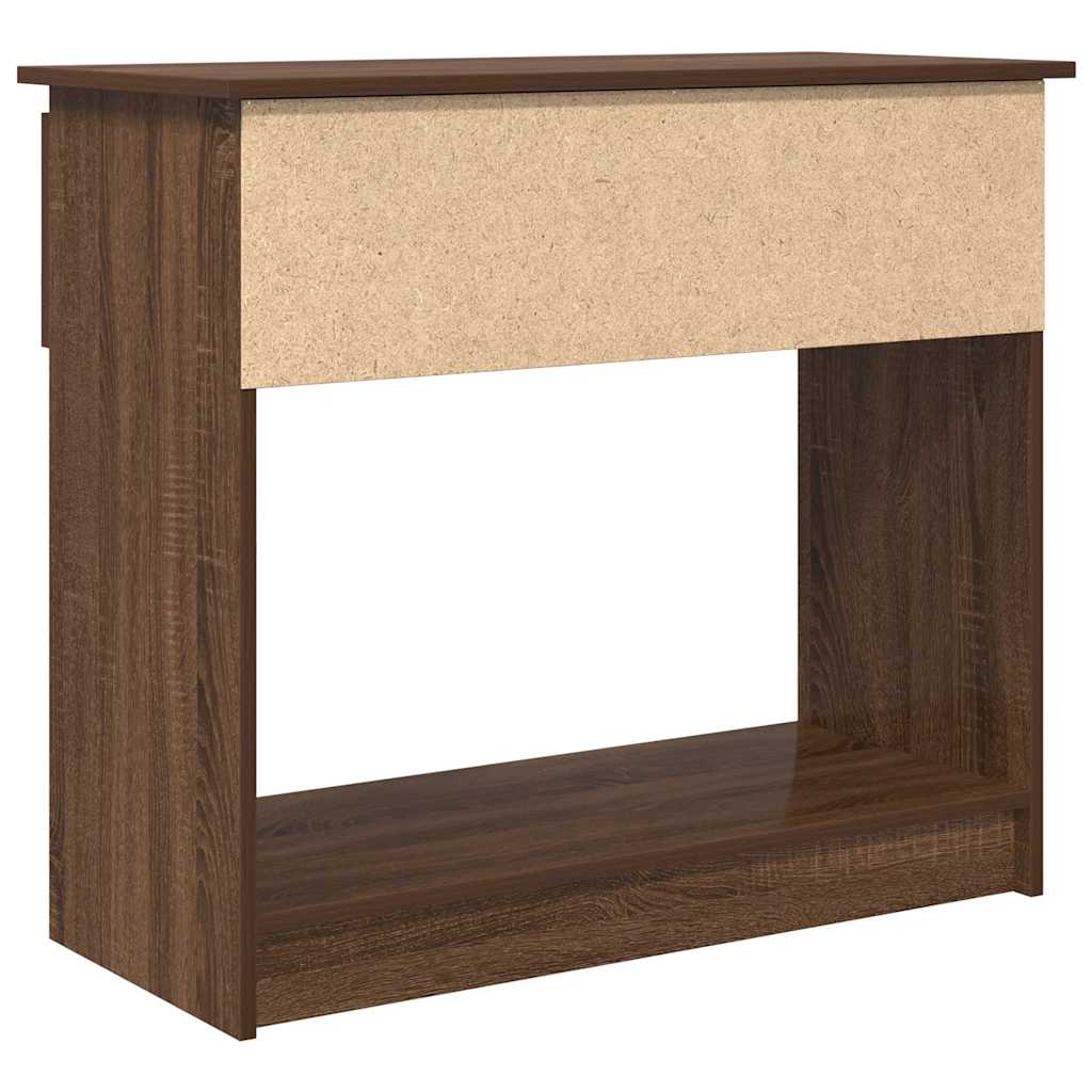 Brown Oak Console Table with Drawers - 85.5x38.5x74.5 cm
