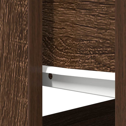 Brown Oak Console Table with Drawers - 85.5x38.5x74.5 cm