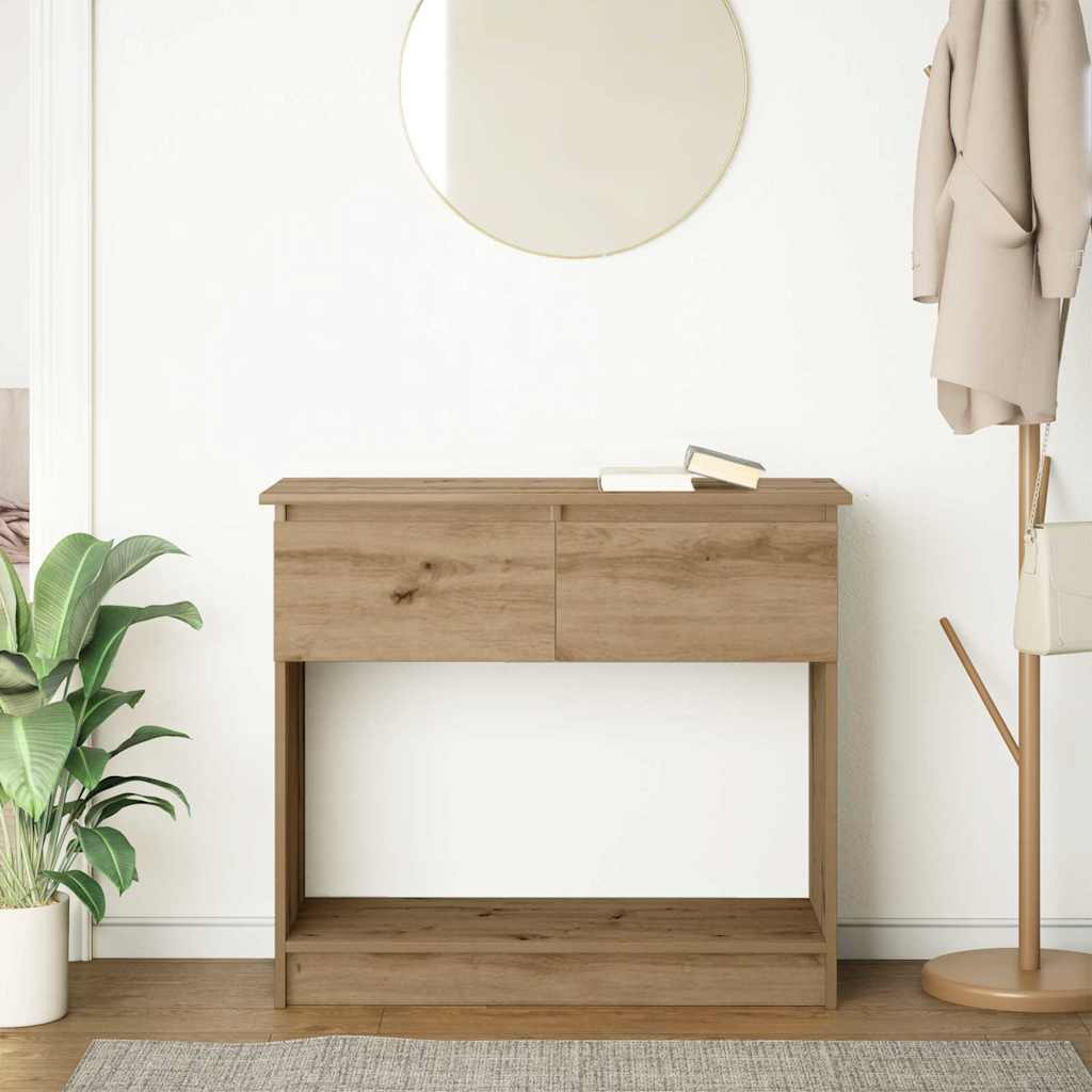 Artisan Oak Console Table with Drawers - 85.5x38.5x74.5 cm
