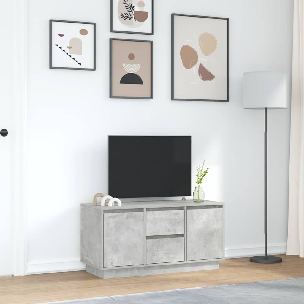 TV Cabinet with LED Lights Concrete Grey 100x41x50 cm