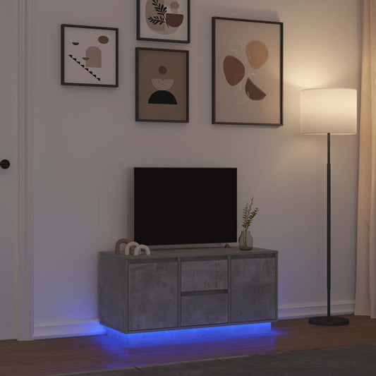 TV Cabinet with LED Lights Concrete Grey 100x41x50 cm