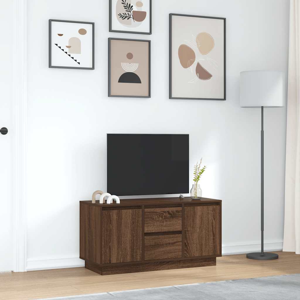 TV Cabinet with LED Lights Brown Oak 100x41x50 cm