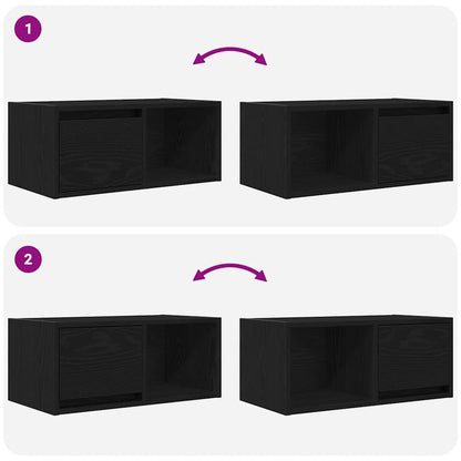 TV Cabinet Black Oak 60x31x25.5 cm Engineered Wood