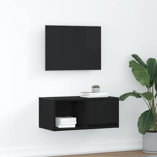 TV Cabinet Black Oak 60x31x25.5 cm Engineered Wood