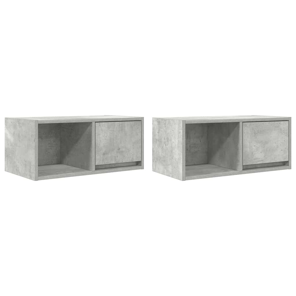 TV Cabinets 2 pcs Concrete Grey 60x31x25.5 cm Engineered Wood