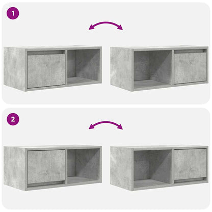 TV Cabinets 2 pcs Concrete Grey 60x31x25.5 cm Engineered Wood