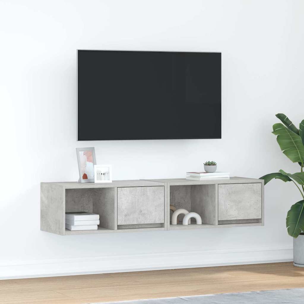 TV Cabinets 2 pcs Concrete Grey 60x31x25.5 cm Engineered Wood