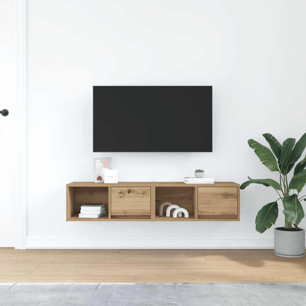 TV Cabinets 2 pcs Artisan Oak 60x31x25.5 cm Engineered Wood