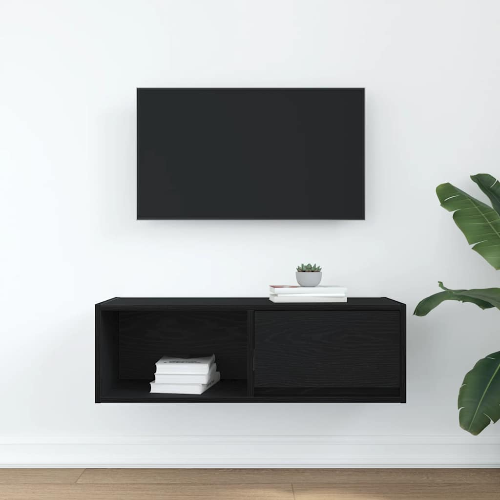 TV Cabinet Black Oak 80x31x25.5 cm Engineered Wood