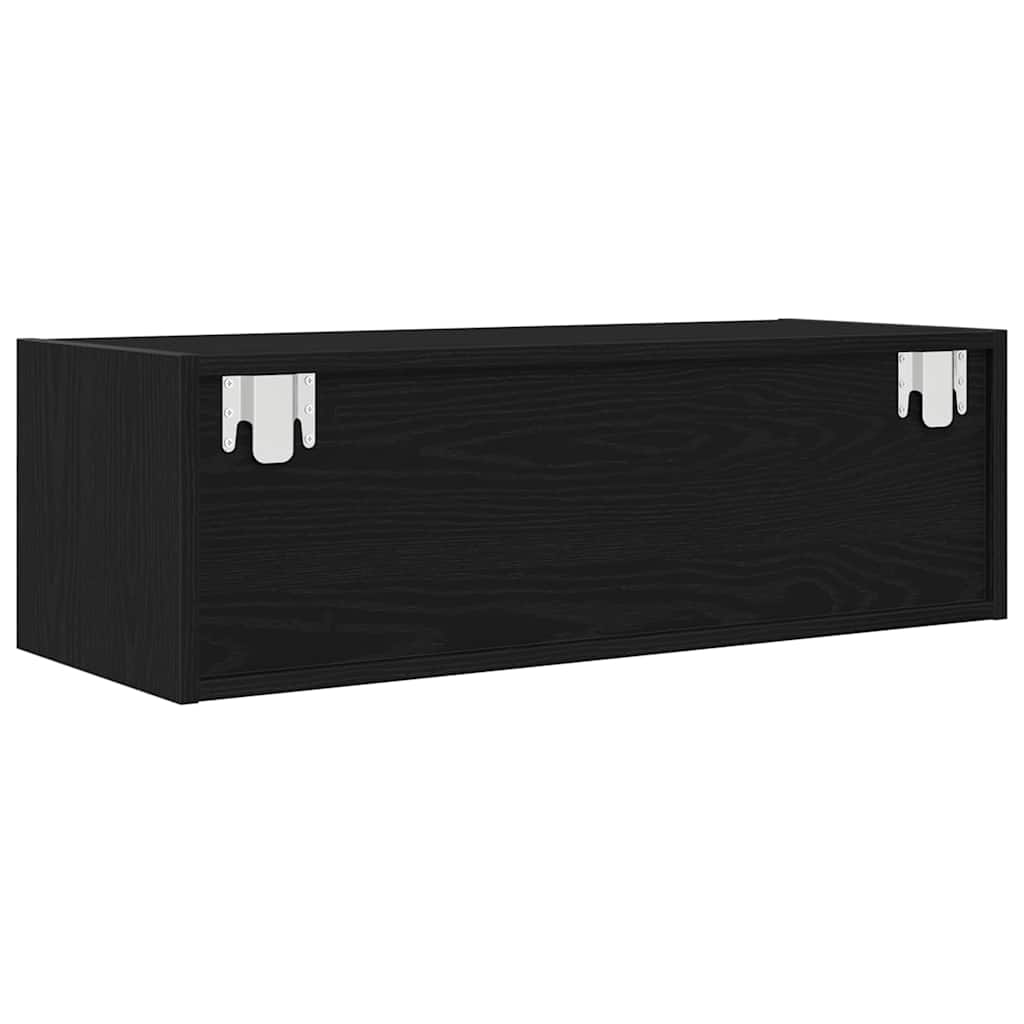 TV Cabinet Black Oak 80x31x25.5 cm Engineered Wood