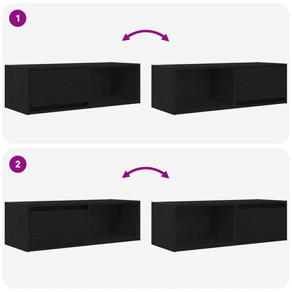 TV Cabinet Black Oak 80x31x25.5 cm Engineered Wood