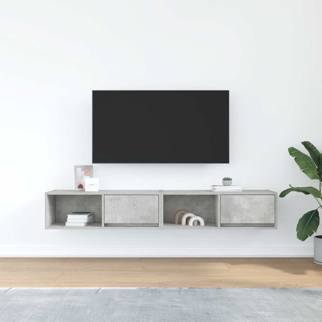 TV Cabinets 2 pcs Concrete Grey 80x31x25.5 cm Engineered Wood