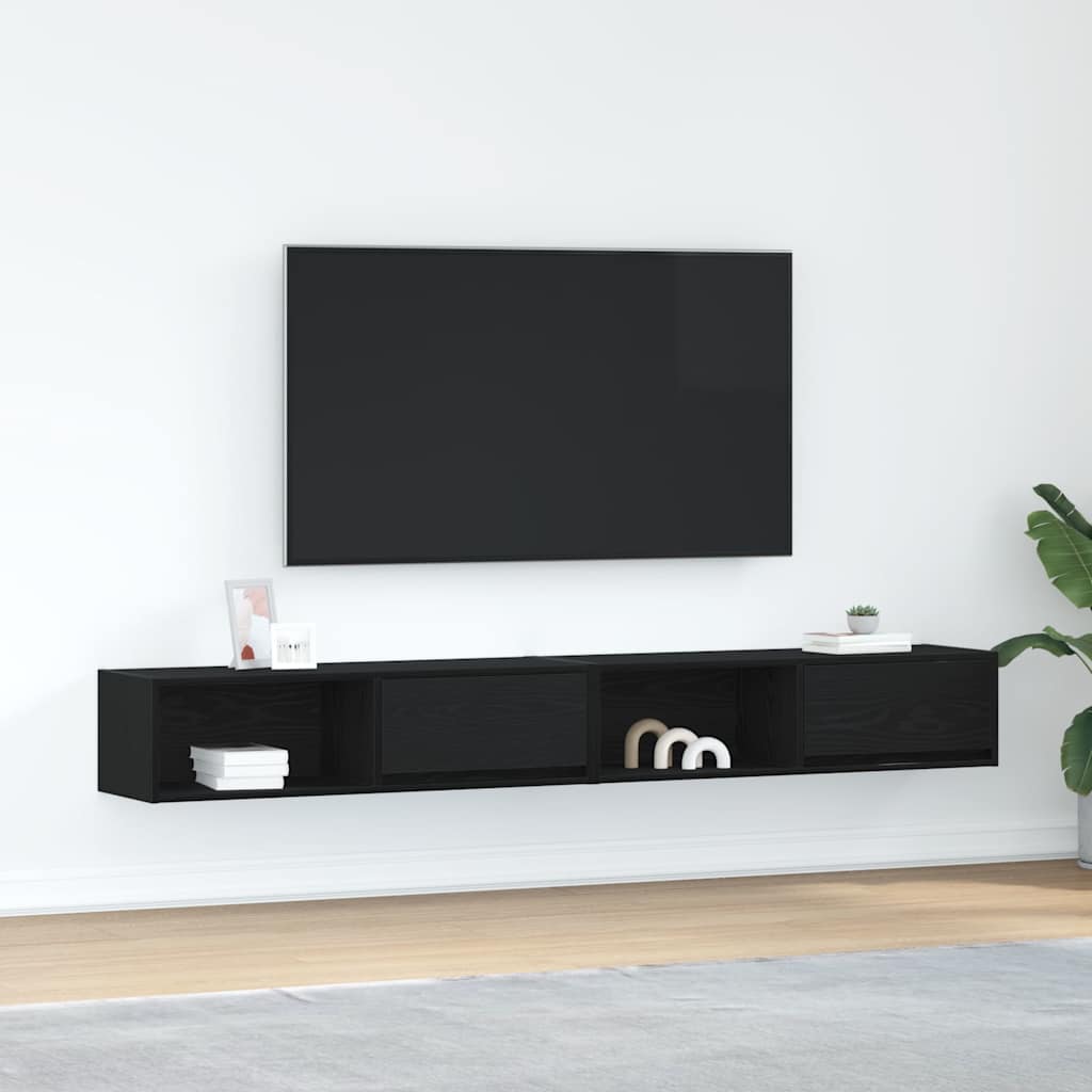 TV Cabinets 2 pcs Black Oak 100x31x25.5 cm Engineered Wood