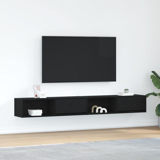 TV Cabinets 2 pcs Black Oak 100x31x25.5 cm Engineered Wood