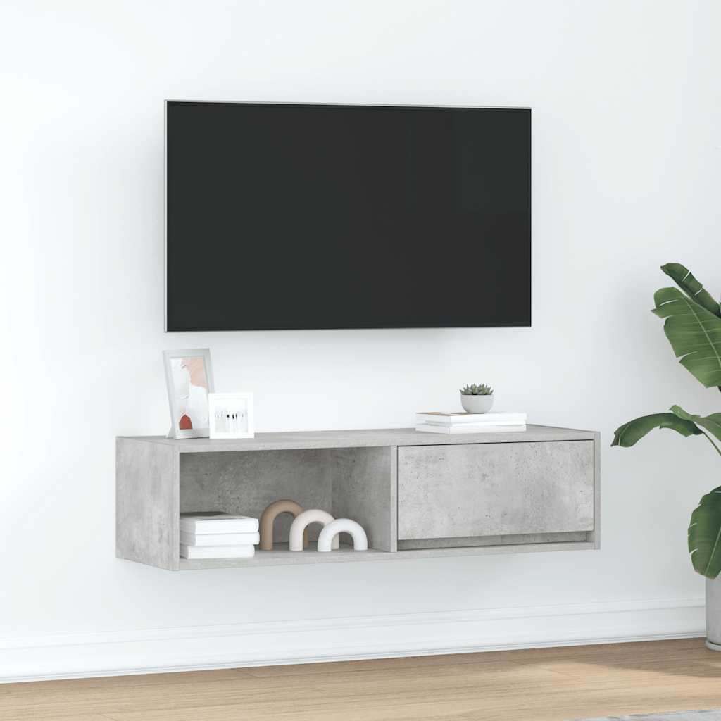 TV Cabinet Concrete Grey 100x31x25.5 cm Engineered Wood