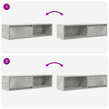 TV Cabinets 2 pcs Concrete Grey 100x31x25.5 cm Engineered Wood