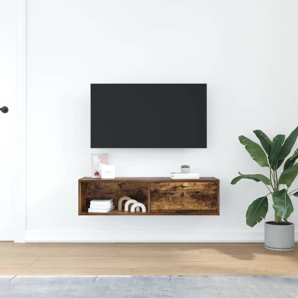 TV Cabinet Smoked Oak 100x31x25.5 cm Engineered Wood