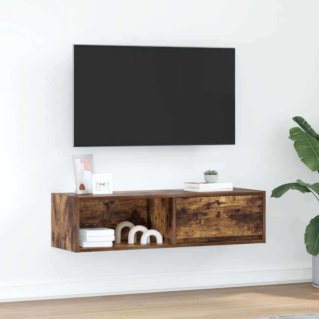 TV Cabinet Smoked Oak 100x31x25.5 cm Engineered Wood