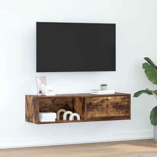 TV Cabinet Smoked Oak 100x31x25.5 cm Engineered Wood