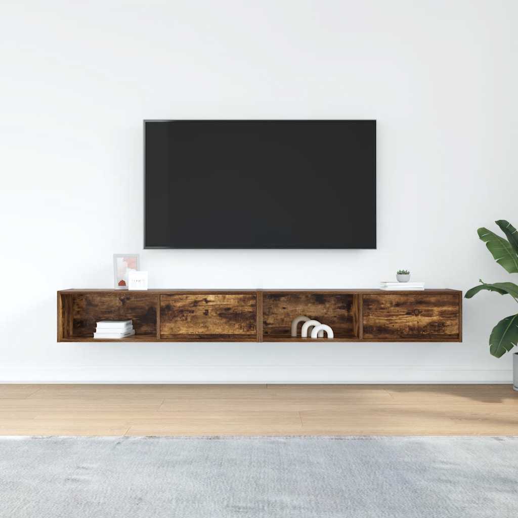 TV Cabinets 2 pcs Smoked Oak 100x31x25.5 cm Engineered Wood