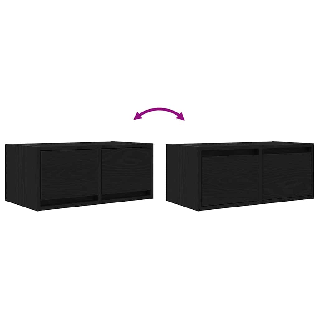 TV Cabinet Black Oak 60x31x25.5 cm Engineered Wood