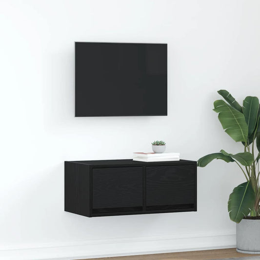 TV Cabinet Black Oak 60x31x25.5 cm Engineered Wood