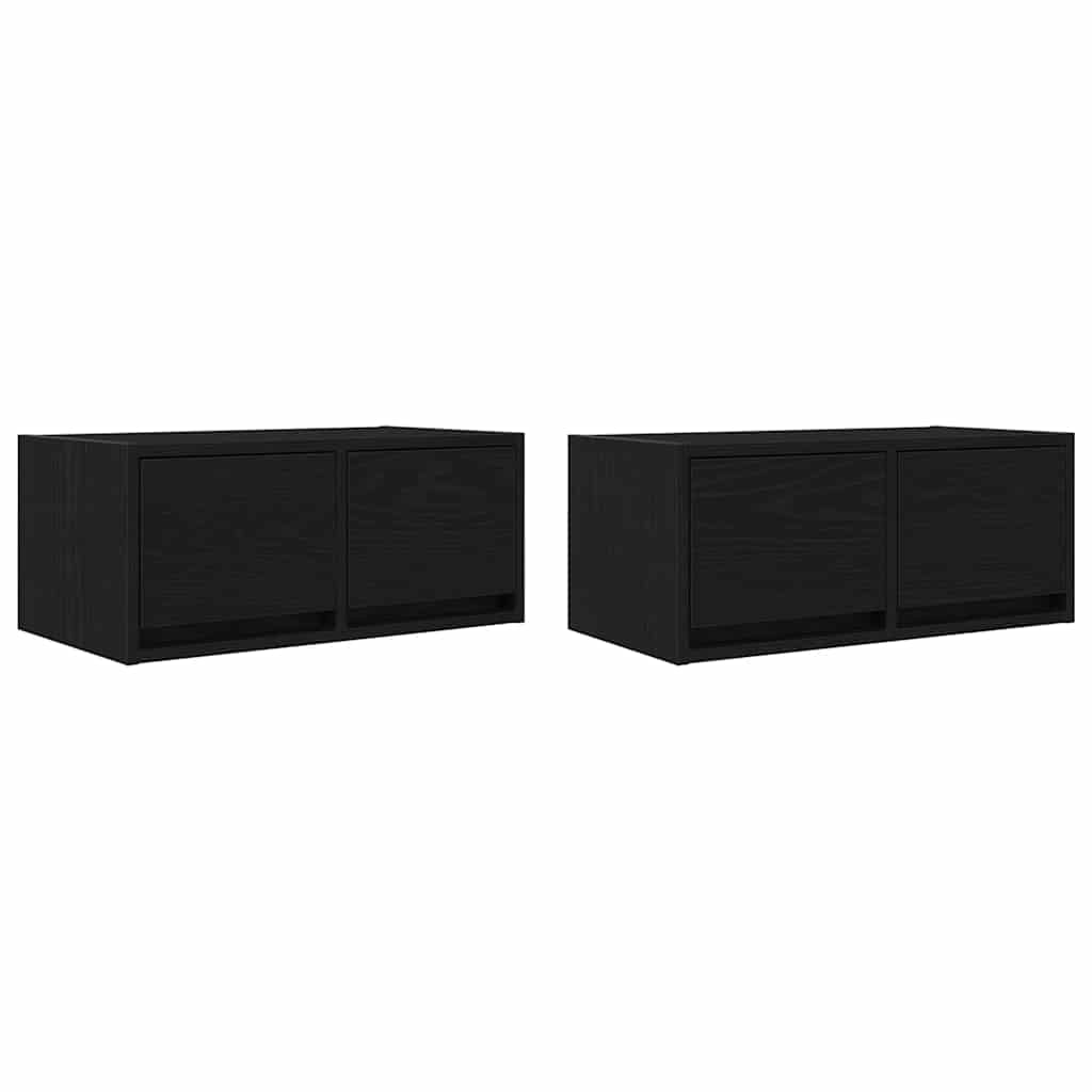 TV Cabinets 2 pcs Black Oak 60x31x25.5 cm Engineered Wood