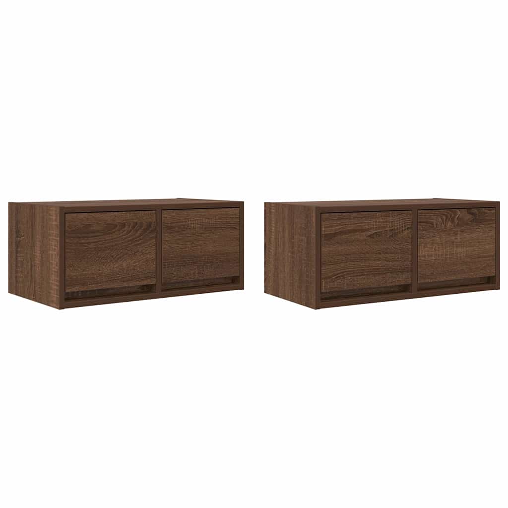 TV Cabinets 2 pcs Brown Oak 60x31x25.5 cm Engineered Wood