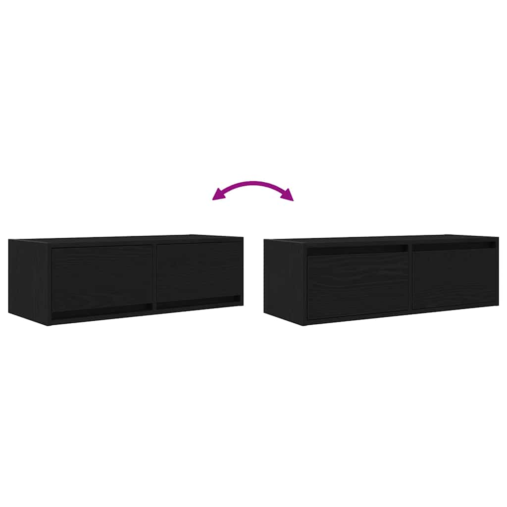 TV Cabinet Black Oak 80x31x25.5 cm Engineered Wood