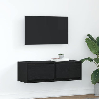 TV Cabinet Black Oak 80x31x25.5 cm Engineered Wood