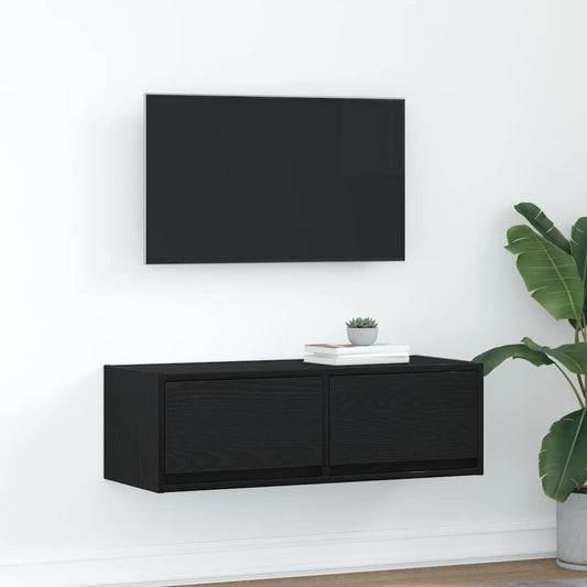 TV Cabinet Black Oak 80x31x25.5 cm Engineered Wood