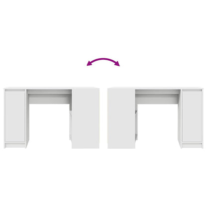Compact White Desk 120x42x76 cm - Engineered Wood Design