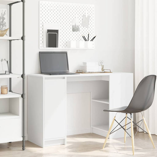 Compact White Desk 120x42x76 cm - Engineered Wood Design