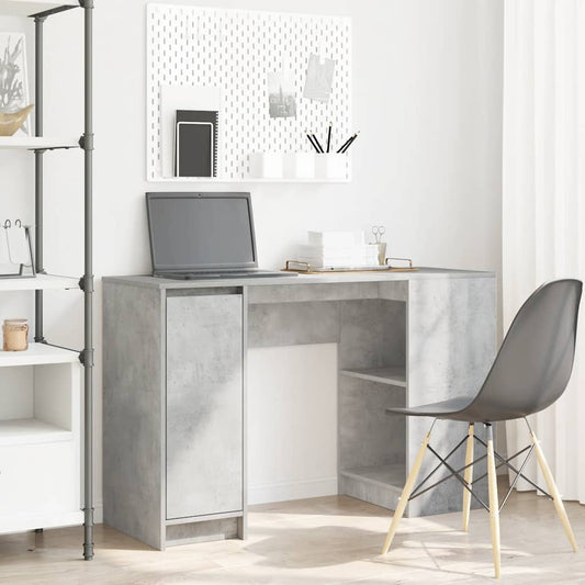 Stylish Concrete Grey Wood Desk 120x42x76 cm - Modern Home Office