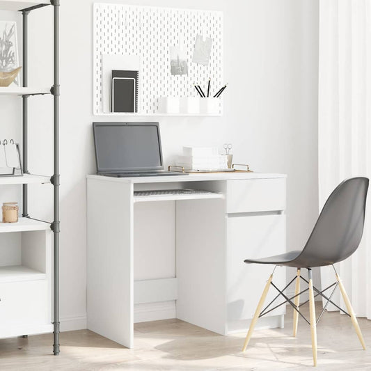 White Engineered Wood Desk 86x49x76 cm - Sleek & Durable Design