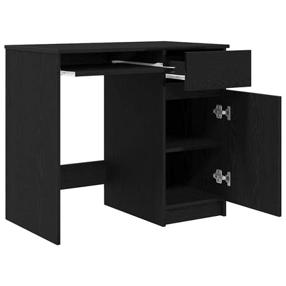 Black Oak Desk 86x49x76cm - Stylish Engineered Wood Design