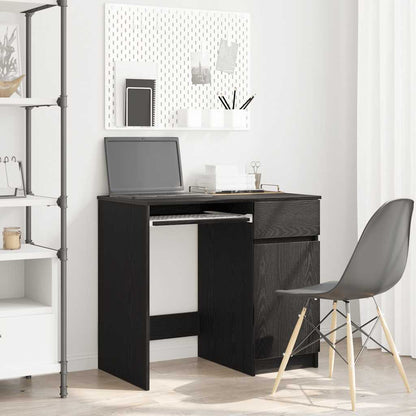 Black Oak Desk 86x49x76cm - Stylish Engineered Wood Design