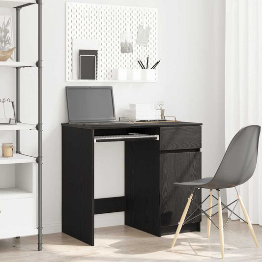 Black Oak Desk 86x49x76cm - Stylish Engineered Wood Design
