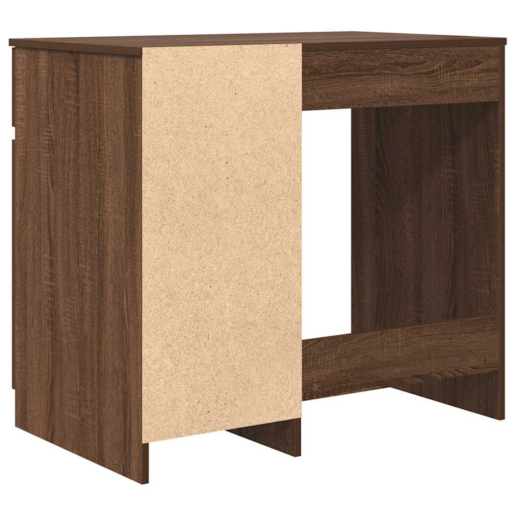 Compact Brown Oak Desk, Engineered Wood, 86x49x76 cm