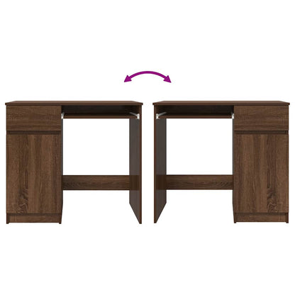 Compact Brown Oak Desk, Engineered Wood, 86x49x76 cm