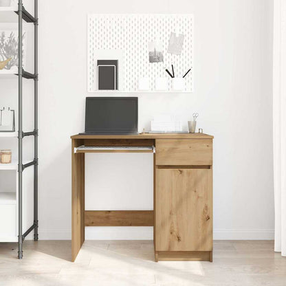 Oak Engineered Wood Desk - 86x49x76 cm | Desk Artisan Elegance
