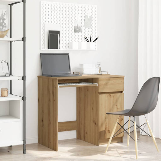 Oak Engineered Wood Desk - 86x49x76 cm | Desk Artisan Elegance