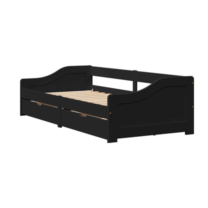 Day Bed with 2 Drawers without Mattress IRUN Black 90x200 cm