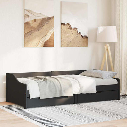 Day Bed with 2 Drawers without Mattress IRUN Black 90x200 cm