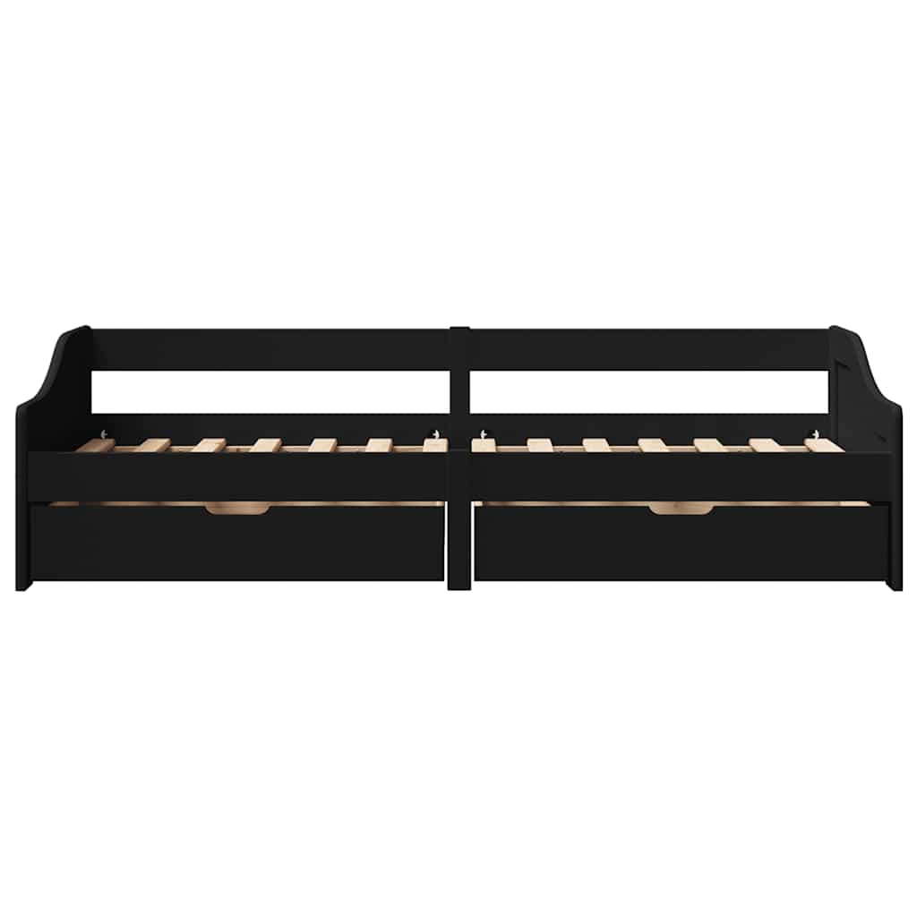 Day Bed with 2 Drawers without Mattress IRUN Black 90x200 cm