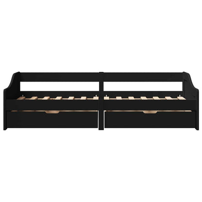 Day Bed with 2 Drawers without Mattress IRUN Black 90x200 cm