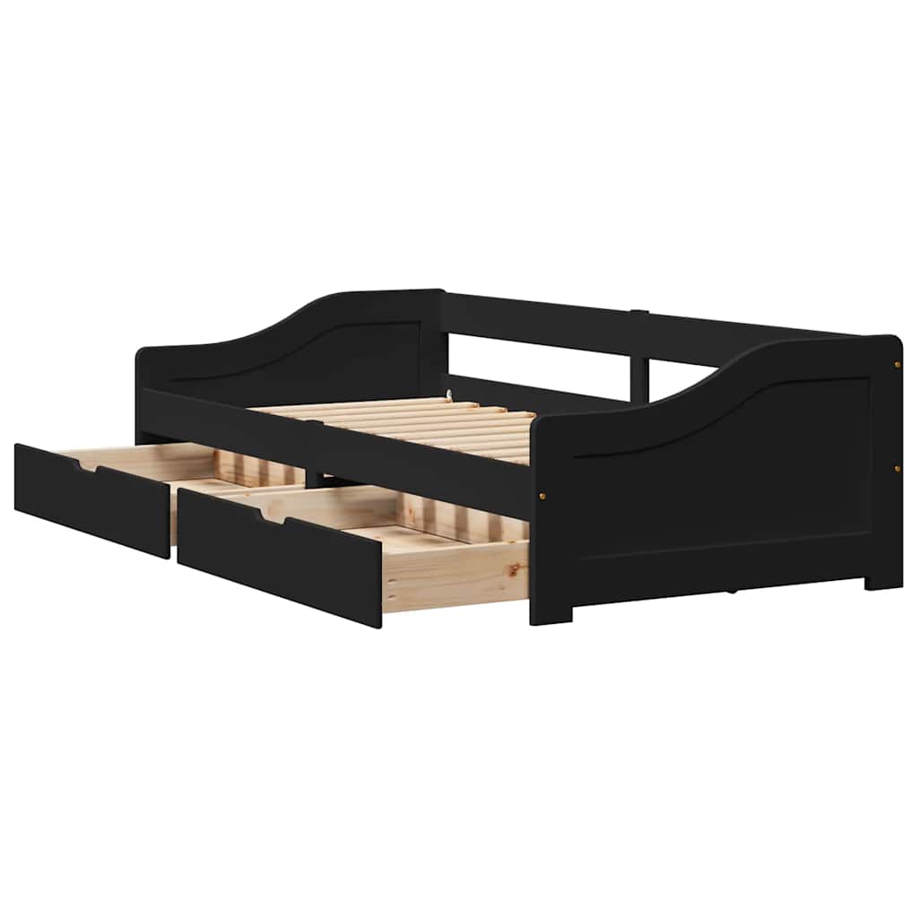 Day Bed with 2 Drawers without Mattress IRUN Black 90x200 cm