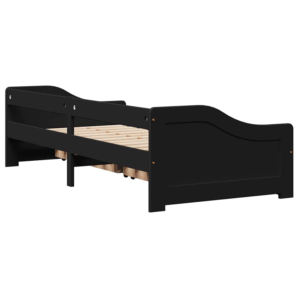 Day Bed with 2 Drawers without Mattress IRUN Black 90x200 cm