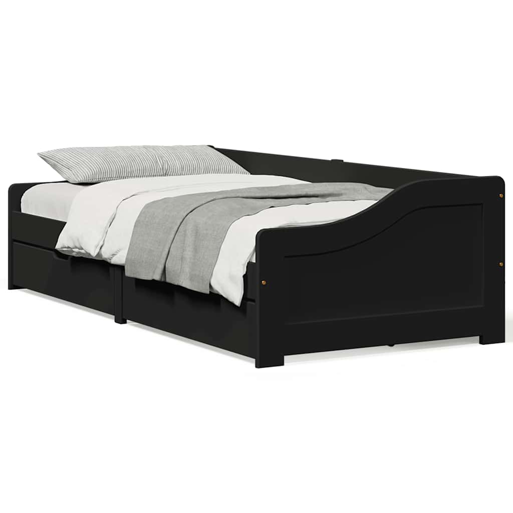 Day Bed with 2 Drawers without Mattress IRUN Black 90x200 cm